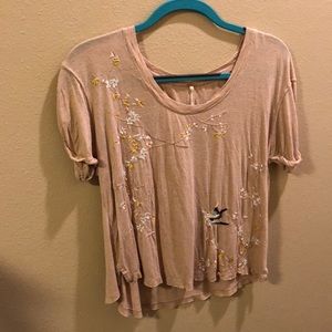 FREEPEOPLE creme shirt w embroidered pattern!